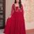 Red faux georgette readymade anarkali suit with embroidery & sequin  work