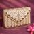 cream sequin bead embroidered leaf pattern clutch bag for women chain strap wedding festive evening purse