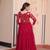 Red faux georgette readymade anarkali suit with embroidery & sequin  work