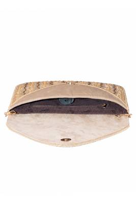 cream sequin bead embroidered leaf pattern clutch bag for women chain strap wedding festive evening purse 3