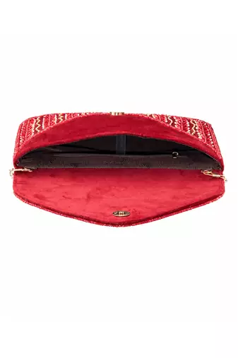 maroon sequin bead embroidered leaf pattern clutch bag for women wedding festive evening purse