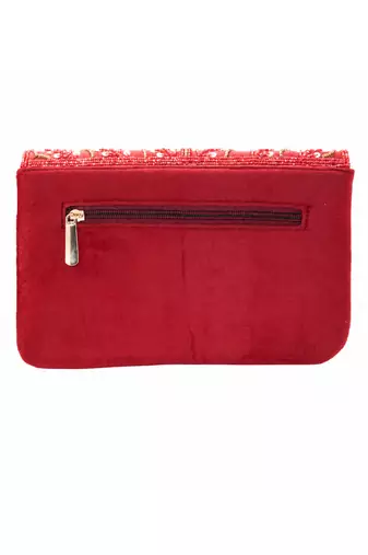 maroon sequin bead embroidered leaf pattern clutch bag for women wedding festive evening purse