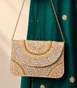 cream sequin bead embroidered mandala clutch bag wedding festive evening purse for women