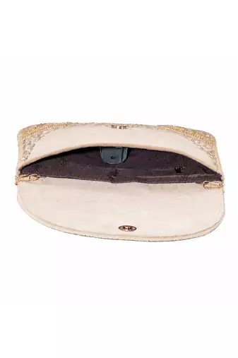 cream sequin bead embroidered mandala clutch bag wedding festive evening purse for women