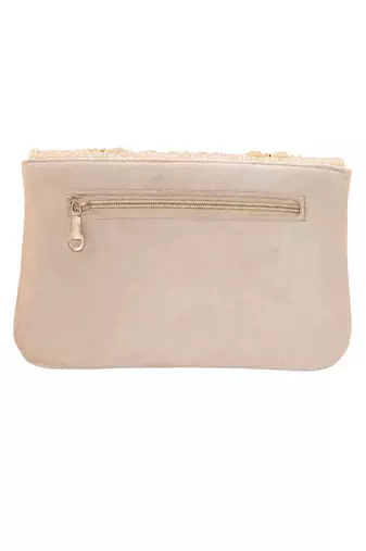 cream sequin bead embroidered mandala clutch bag wedding festive evening purse for women