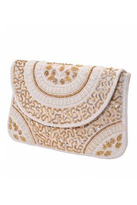 white sequin bead embroidered mandala clutch bag for women festive evening purse 4
