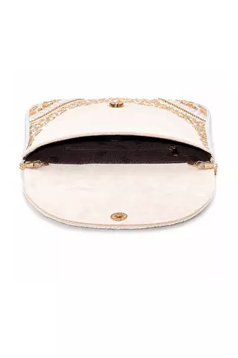 white sequin bead embroidered mandala clutch bag for women festive evening purse