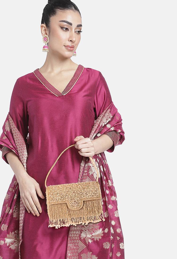 indian  gift for women evening bag clutch ethnic bride purse with drawstring