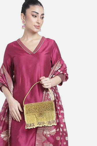 indian  gift for women evening bag clutch ethnic bride purse with drawstring