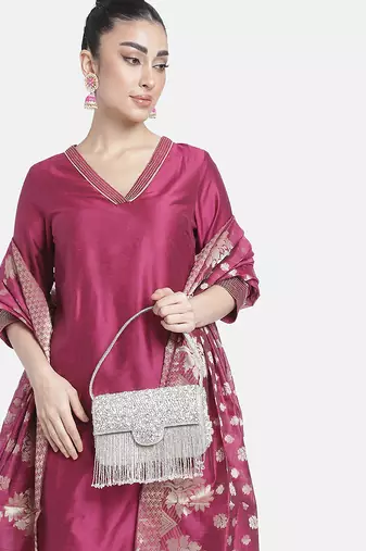 indian  gift for women evening bag clutch ethnic bride purse with drawstring