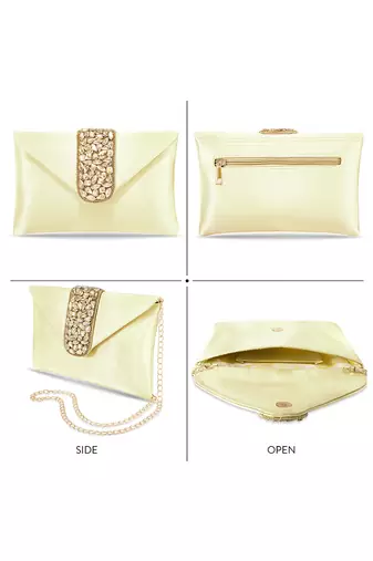 golden clutch women's purse bridal bag for casual detachable strap evening sling bag