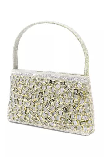 silver embellished clutch handbag purses for women evening bridal bag