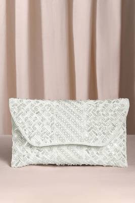 white embellished clutch bag ethnic purse for women & girls 1