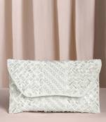 white embellished clutch bag ethnic purse for women & girls