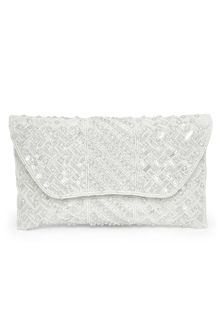 white embellished clutch bag ethnic purse for women & girls