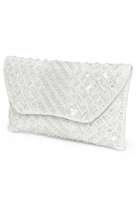 white embellished clutch bag ethnic purse for women & girls 3