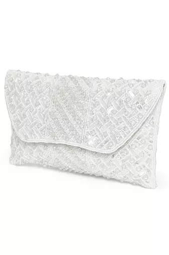 white embellished clutch bag ethnic purse for women & girls