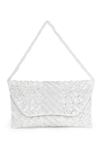 white embellished clutch bag ethnic purse for women & girls