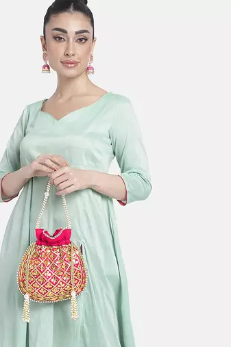 Indian potli bags for women evening bag clutch ethnic bride purse with drawstring
