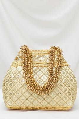 Cream potli bag gift handmade evening bag stylish wristlet bridal purse fashion bag for women 1
