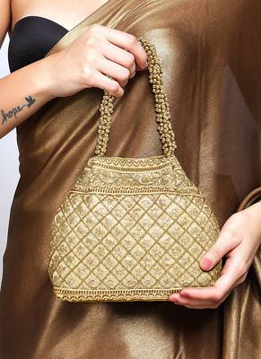 Cream potli bag gift handmade evening bag stylish wristlet bridal purse fashion bag for women 2