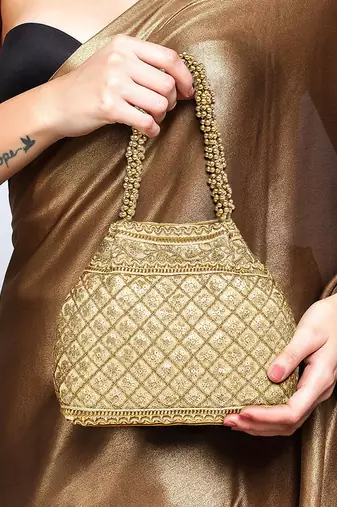 Cream potli bag gift handmade evening bag stylish wristlet bridal purse fashion bag for women