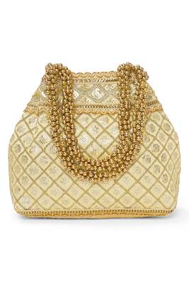 Cream potli bag gift handmade evening bag stylish wristlet bridal purse fashion bag for women 3