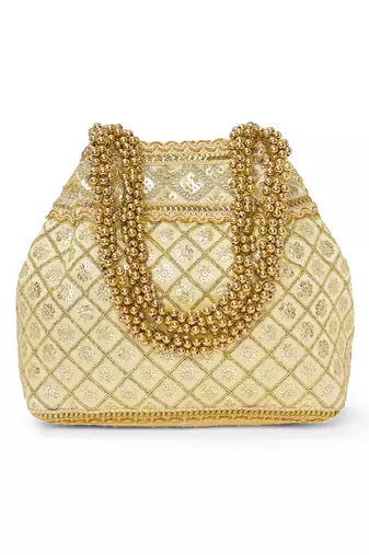 Cream potli bag gift handmade evening bag stylish wristlet bridal purse fashion bag for women