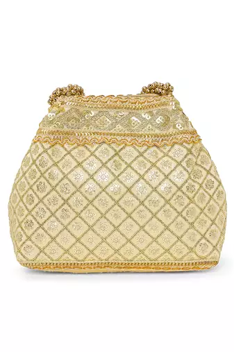 Cream potli bag gift handmade evening bag stylish wristlet bridal purse fashion bag for women