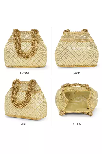 Cream potli bag gift handmade evening bag stylish wristlet bridal purse fashion bag for women