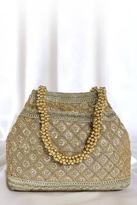 Golden potli bag gift for women handmade evening wristlet handbag stylish bridal purse fashion bag 1
