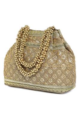 Golden potli bag gift for women handmade evening wristlet handbag stylish bridal purse fashion bag 3