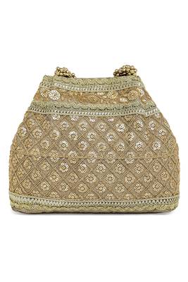 Golden potli bag gift for women handmade evening wristlet handbag stylish bridal purse fashion bag 4
