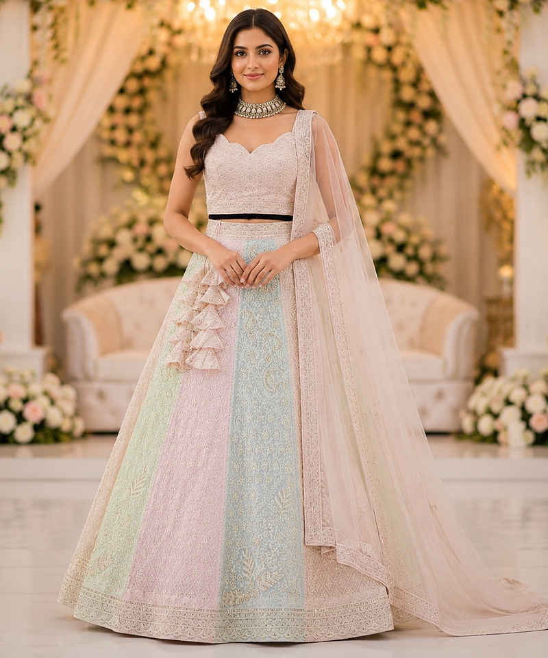Pastel Georgette Lehenga Choli With Blouse