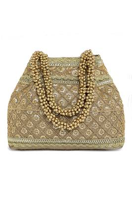 Golden potli bag gift for women handmade evening wristlet handbag stylish bridal purse fashion bag 5