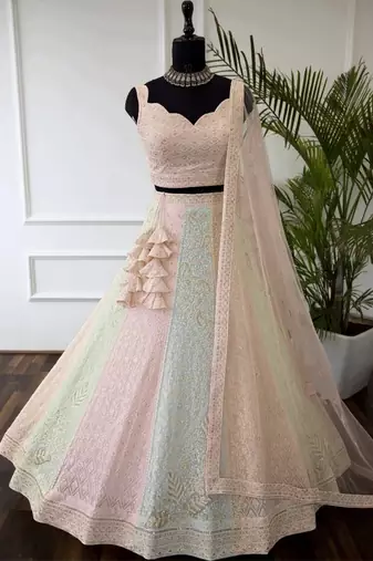 Pastel Georgette Lehenga Choli With Blouse