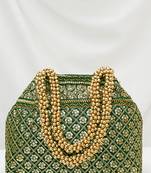 Green potli bag gift for women handmade evening wristlet handbag stylish bridal purse fashion bag