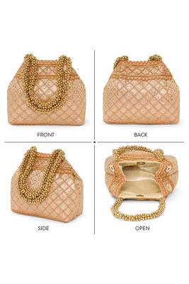 Peach potli style purse for women handmade evening bag ethnic bridal fashion wristlet bag 4