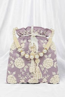 Lavender potli bag gift for women handmade evening wristlet handbag stylish bridal purse fashion bag 1