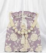 Lavender potli bag gift for women handmade evening wristlet handbag stylish bridal purse fashion bag