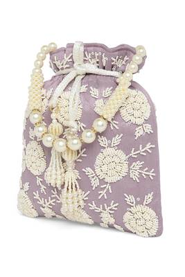 Lavender potli bag gift for women handmade evening wristlet handbag stylish bridal purse fashion bag 3