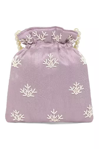 Lavender potli bag gift for women handmade evening wristlet handbag stylish bridal purse fashion bag