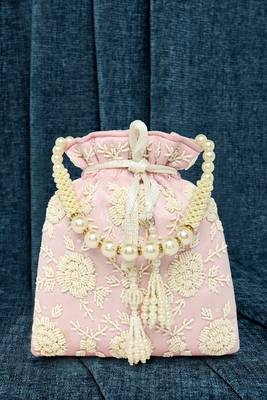 Pink potli bag gift for women handmade evening bag stylish bridal wristlet purse fashion bag 1