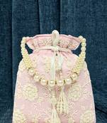 Pink potli bag gift for women handmade evening bag stylish bridal wristlet purse fashion bag