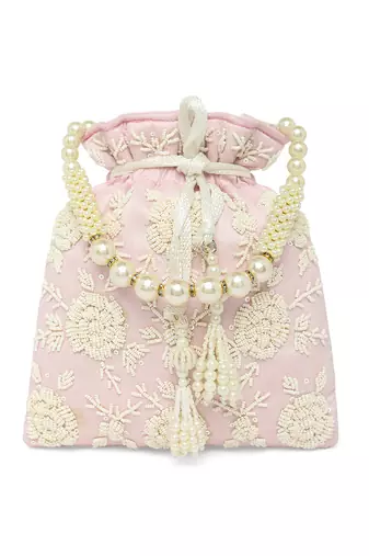 Pink potli bag gift for women handmade evening bag stylish bridal wristlet purse fashion bag