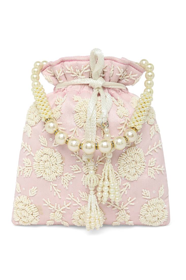 Pink potli bag gift for women handmade evening bag stylish bridal wristlet purse fashion bag