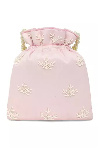 Pink potli bag gift for women handmade evening bag stylish bridal wristlet purse fashion bag