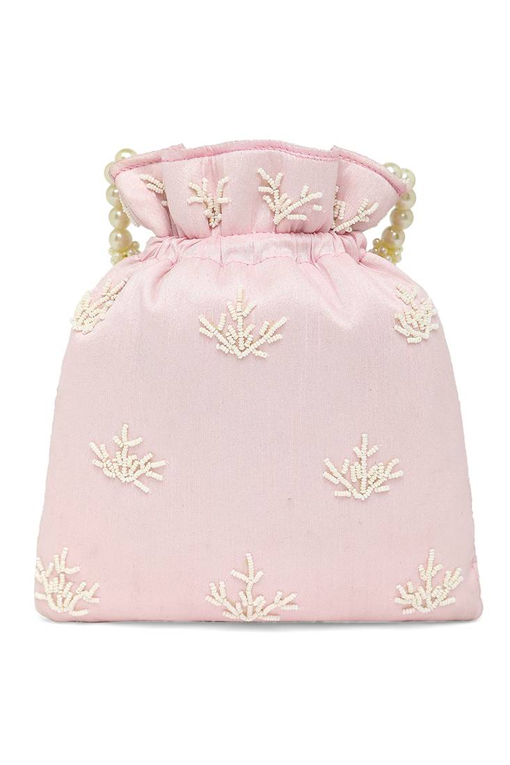 Pink potli bag gift for women handmade evening bag stylish bridal wristlet purse fashion bag