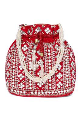 Embellished red potli bag handbag wristlet purse for women 2