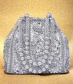 Silver potli purses handmade evening handbag stylish bridal fashion wristlet bag for women
